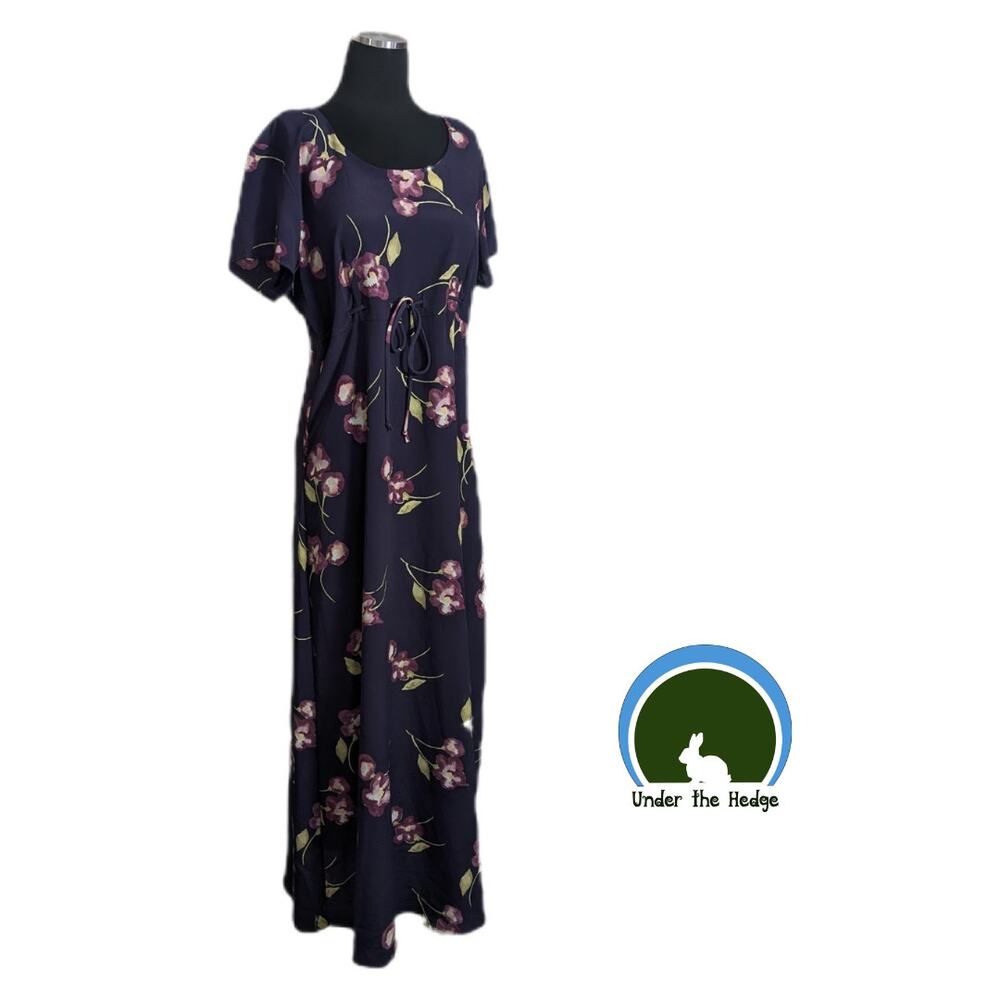 Vtg 90s Paul Harris Deep Purple Floral Maxi Dress Size 13 M/L Romantic Grunge